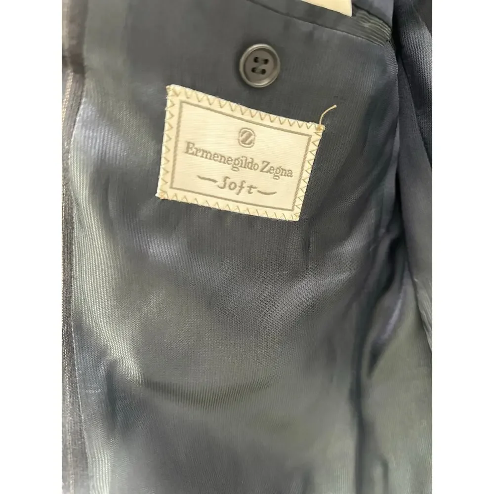 Ermenegildo Zegna‎ Soft Mens 42R Black Pinstripe Wool Blazer Sport Coat 3-Button